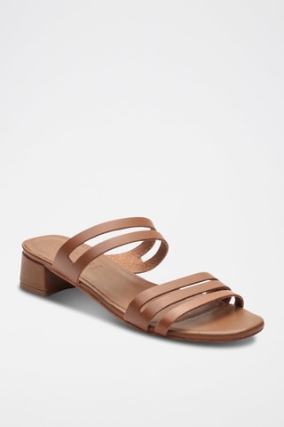 Ciabatte con tacco in pelle Sawyer - Marrone