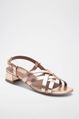 Sandali con tacco in pelle Doris - Dorato