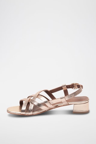 Sandali con tacco in pelle Doris - Dorato