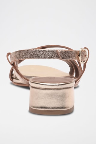 Sandali con tacco in pelle Doris - Dorato