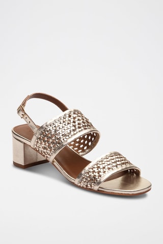 Sandali con tacco in pelle Ruth - Grigio