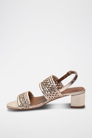 Sandali con tacco in pelle Ruth - Grigio