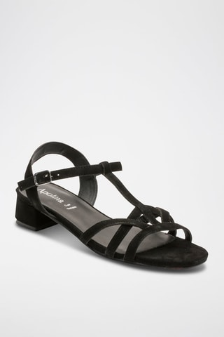 Sandali con tacco in pelle scamosciata di capra Elina - Nero