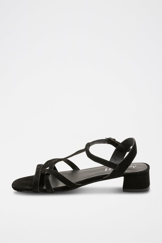 Sandali con tacco in pelle scamosciata di capra Elina - Nero