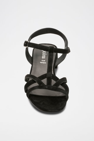 Sandali con tacco in pelle scamosciata di capra Elina - Nero