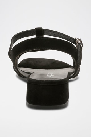 Sandali con tacco in pelle scamosciata di capra Elina - Nero