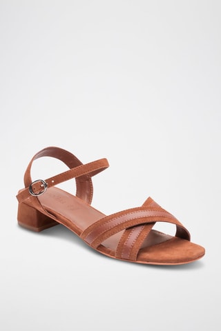 Sandali con tacco in pelle Claire - Marrone