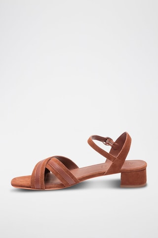 Sandali con tacco in pelle Claire - Marrone