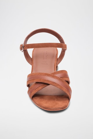 Sandali con tacco in pelle Claire - Marrone
