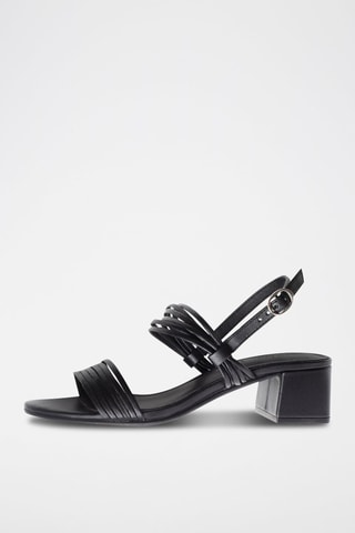 Sandali con tacco in pelle di montone nappa Delia - Nero