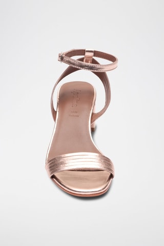 Sandalias de piel caprina de tacón Ely - Rosa y dorado