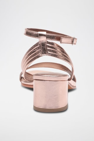 Sandalias de piel caprina de tacón Ely - Rosa y dorado
