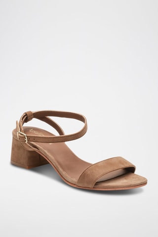 Sandali con tacco in pelle di capra Molly - Marrone