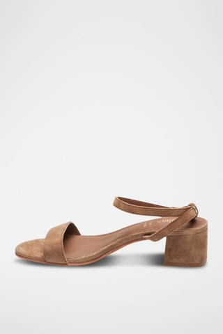 Sandali con tacco in pelle di capra Molly - Marrone