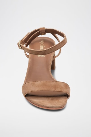 Sandali con tacco in pelle di capra Molly - Marrone