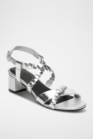 Leren Sandalen met Hak Janina - Zilverkleurig