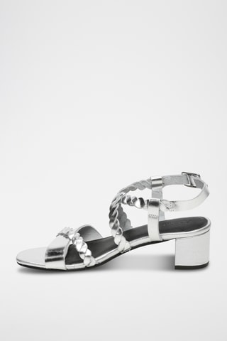 Leren Sandalen met Hak Janina - Zilverkleurig