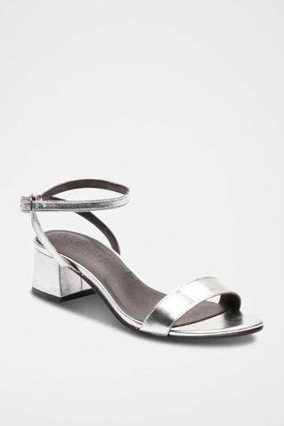 Sandalias de piel caprina de tacón Molly - Plateado