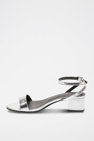 Sandalias de piel caprina de tacón Molly - Plateado