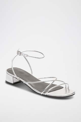 Sandali con tacco in pelle nappa Janelle - Argentato