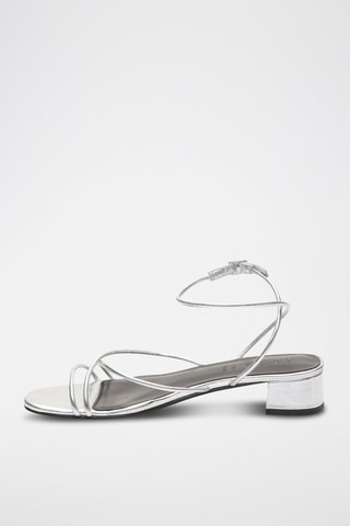 Sandali con tacco in pelle nappa Janelle - Argentato