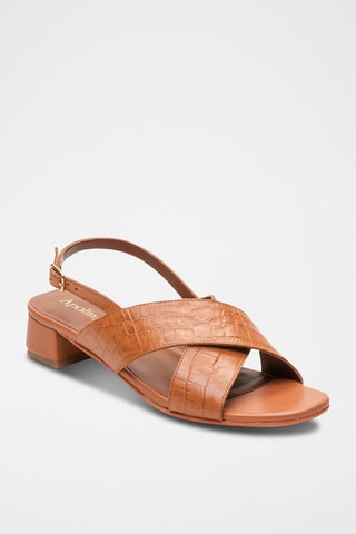 Sandali con tacco in pelle di capra Lorel - Marrone