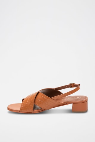 Sandali con tacco in pelle di capra Lorel - Marrone