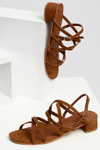Sandali con tacco in pelle Livia - Marrone