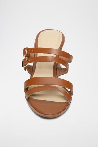 Ciabatte con tacco in pelle Zag - Cammello