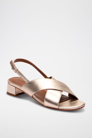Sandalias de piel caprina de tacón Lorel - Dorado