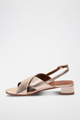 Sandalias de piel caprina de tacón Lorel - Dorado
