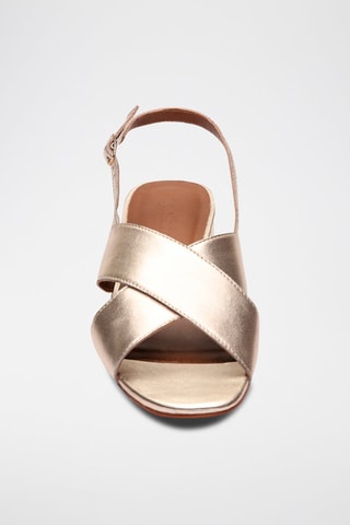 Sandalias de piel caprina de tacón Lorel - Dorado