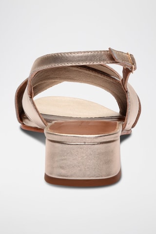 Sandalias de piel caprina de tacón Lorel - Dorado