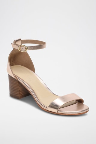 Sandálias de salto em couro de camurça Lyria - Dourado-rosa - Dourado-rosa