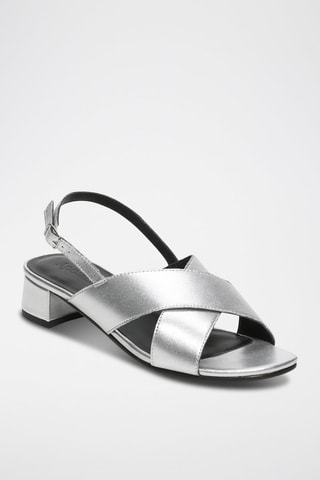 Sandalias de piel caprina de tacón Lorel - Plateado