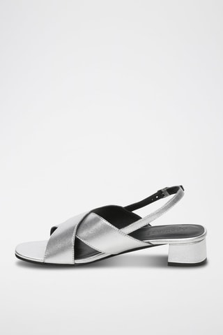 Sandalias de piel caprina de tacón Lorel - Plateado