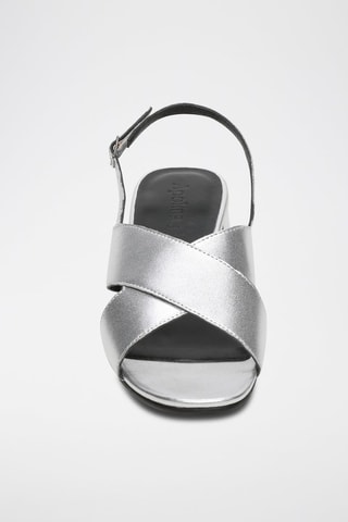 Sandalias de piel caprina de tacón Lorel - Plateado
