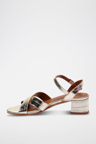 Sandalias de piel caprina de tacón Evy - Dorado