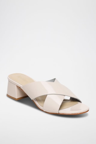 Ciabatte con tacco in pelle Baudi - Beige