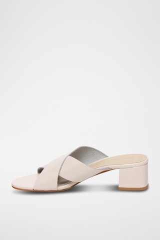 Ciabatte con tacco in pelle Baudi - Beige