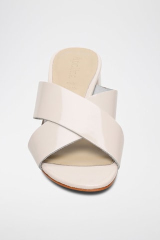 Ciabatte con tacco in pelle Baudi - Beige