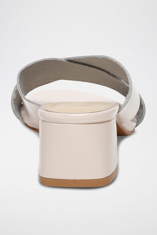 Ciabatte con tacco in pelle Baudi - Beige