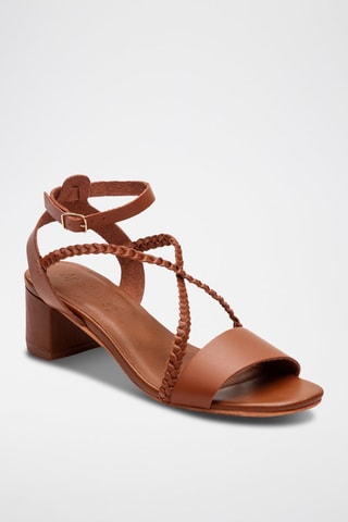 Sandali con tacco in pelle di capra Rite - Marrone