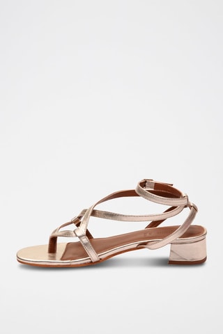 Sandali con tacco in pelle nappa Romy - Dorato