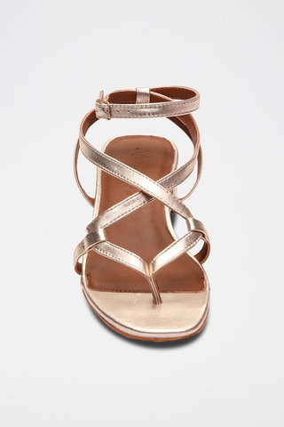 Sandali con tacco in pelle nappa Romy - Dorato