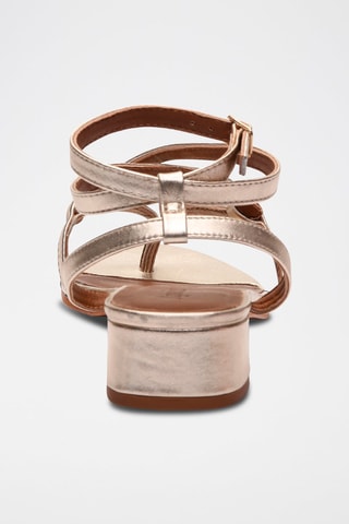 Sandali con tacco in pelle nappa Romy - Dorato