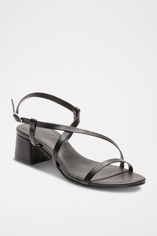 Sandali con tacco in pelle di montone nappa Gloria - Nero