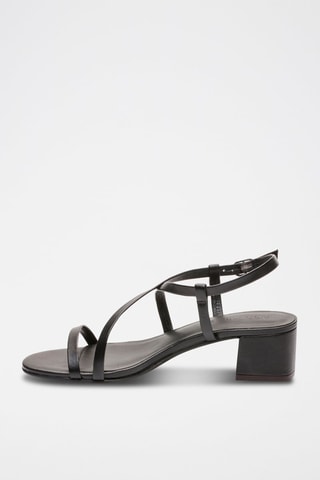Sandali con tacco in pelle di montone nappa Gloria - Nero