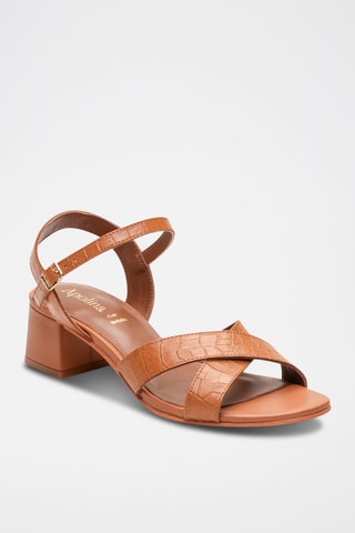 Sandali con tacco in pelle di capra Evy - Marrone