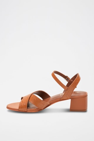 Sandali con tacco in pelle di capra Evy - Marrone